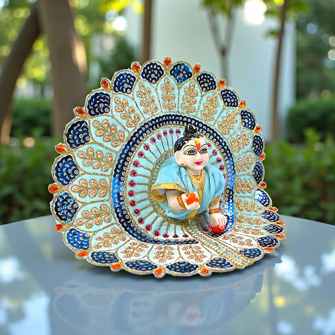 Kashyap G Poshak� Velvet Laddu Gopal Ji Dress | Winter Soft Warm Poshak with Stone Lace Border | Handmade Vastra for Thakur Ji Janmashtami Special